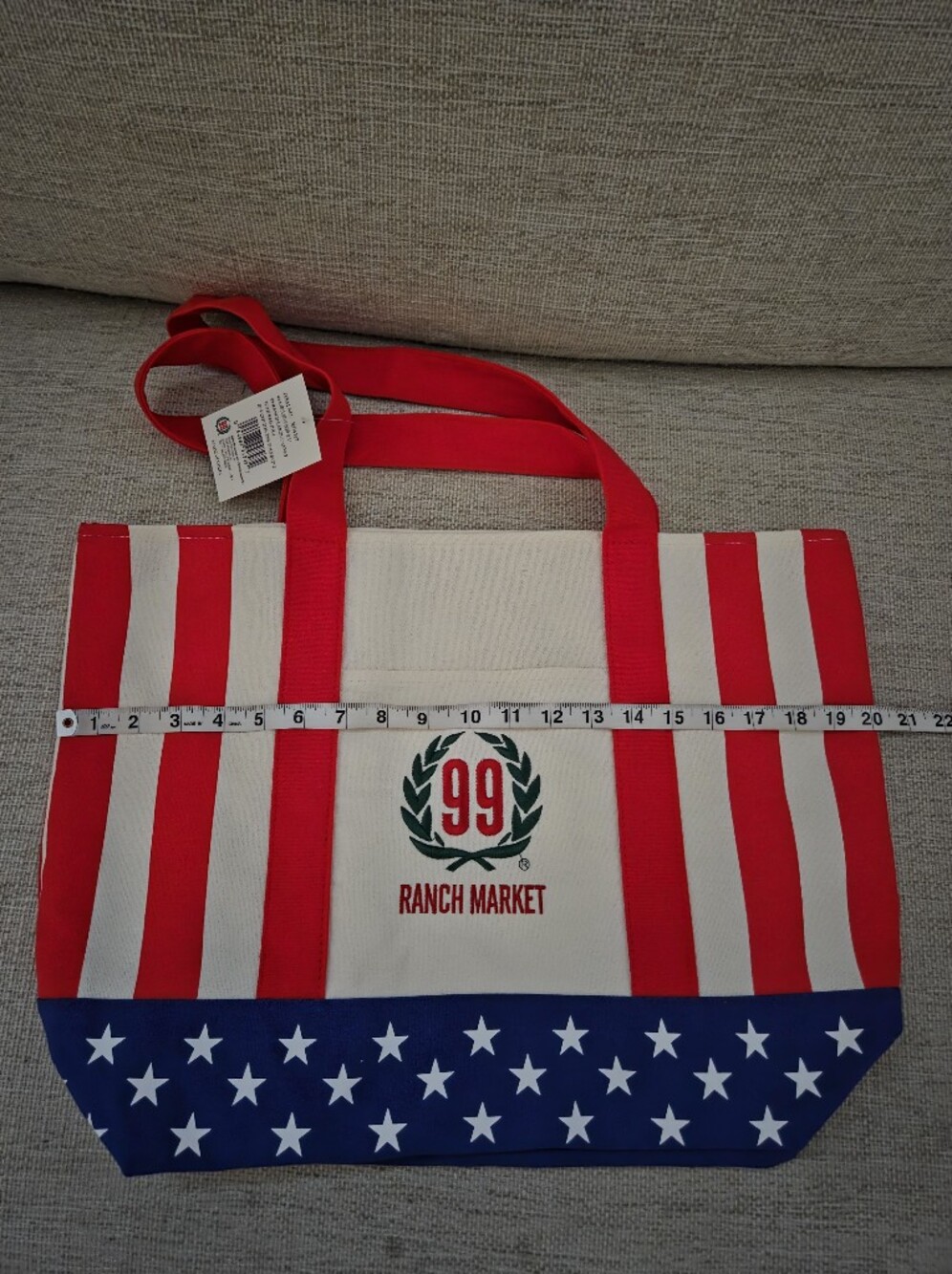 99 Ranch Market Large+ Mini Stars & Stripes Tote Set Of 2 - Picture 4 of 14
